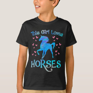 Paardeneigenaar van het meisje houdt van paardensp t-shirt