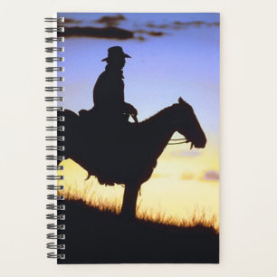 Paardenfoto Equine Western Cowboy Sunset Silhouett Planner