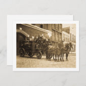 Paardengetrokken brandweermotor  briefkaart (Voorkant / Achterkant)