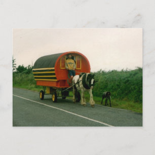 Paardengetrokken caravan, Co. Kerry, Ierland Briefkaart