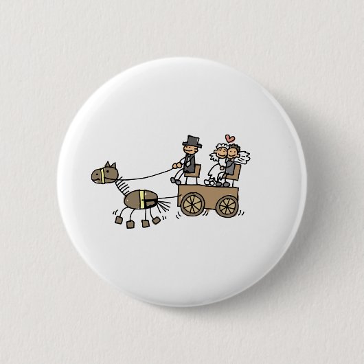 Paardengetrokken huwelijk ronde button 5,7 cm (Voorkant)