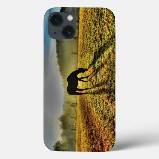 Paardengrazing op zonsopgang bij Misty Field Foto Case-Mate iPhone Case (Achterkant)