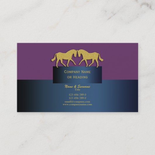 Paardenhandel die blauw paars goud verkoopt visitekaartje (Voorkant)