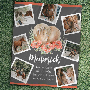 Paardenherdenkingshart klaprozen waterverf foto gr fleece deken