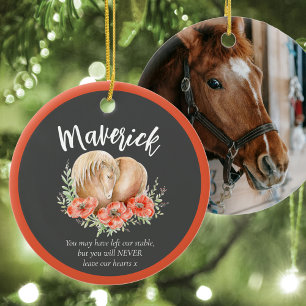 Paardenherdenkingshart klaprozen waterverf foto gr keramisch ornament