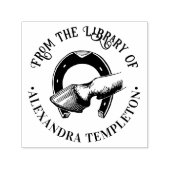 Paardenhoef Hoefijzer Bibliotheek Boeknaam Zelfinktende Stempel (Design)