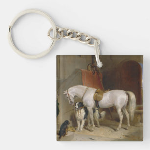 Paardenhond Favorieten schilderkunst Landseer Prop Sleutelhanger
