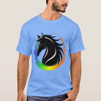 Paardenhoofd gekleurde ring grappig t-shirt