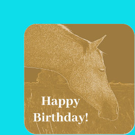 Paardenhoofd Happy Birthday Golden Brown Vierkante Sticker