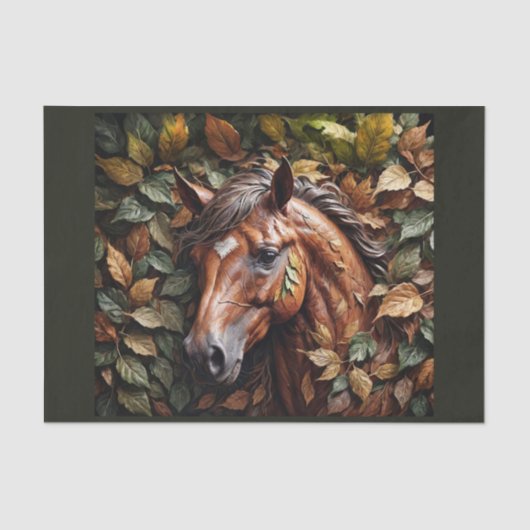 Paardenhoofd in herfstbladeren tissuepapier (Voorkant)