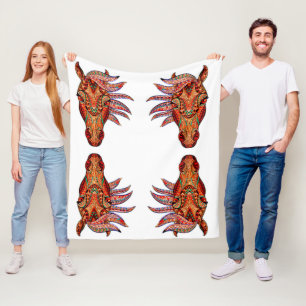 Paardenjuweel kleurrijke cowgirl bruin wit rood fleece deken