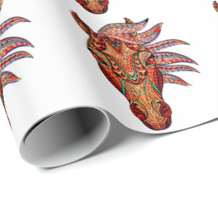 Paardenjuweel mozaïekkleurig cowgirl equestrian cadeaupapier