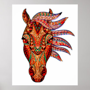 Paardenjuweel mozaïekkleurig cowgirl equestrian poster