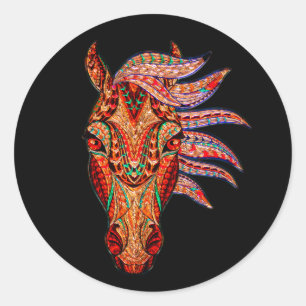 Paardenjuweel mozaïekkleurig cowgirl equestrian ronde sticker