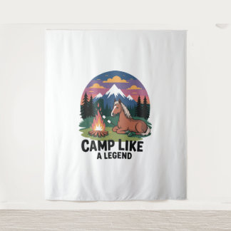 Paardenkamp als een legende Camping Wandkleed