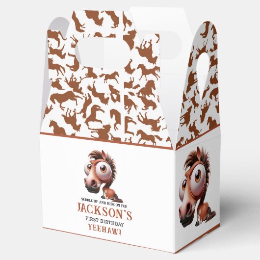 Paardenkarikaturen 1e verjaardagsfeest bedankdoosjes (Geopend)