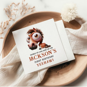 Paardenkarikaturen 1e verjaardagsfeest servet