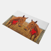 Paardenkerst, Bruin Paard met rode boog Deurmat (Schuin)