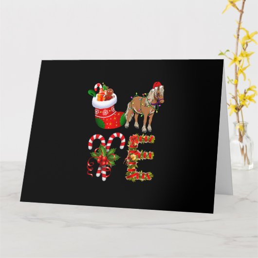 Paardenkerstlampjes met Funny Santa Hat Christm Kaart (Gele Bloem)