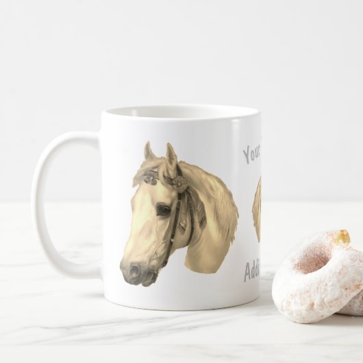 Paardenkop art 2 gepersonaliseerd koffiemok (Met donut)