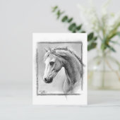 Paardenkop Kool trekken Equine art Briefkaart (Staand voorkant)