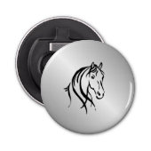 Paardenkop op zilver button flesopener (Voorkant)
