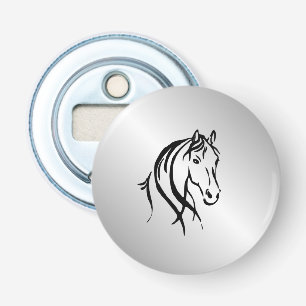 Paardenkop op zilver button flesopener