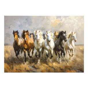 Paardenkudde Galloping Mustang Schilderij Decoupag Foto Afdruk