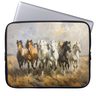 Paardenkudde Galloping Mustang Schilderij Laptop Sleeve