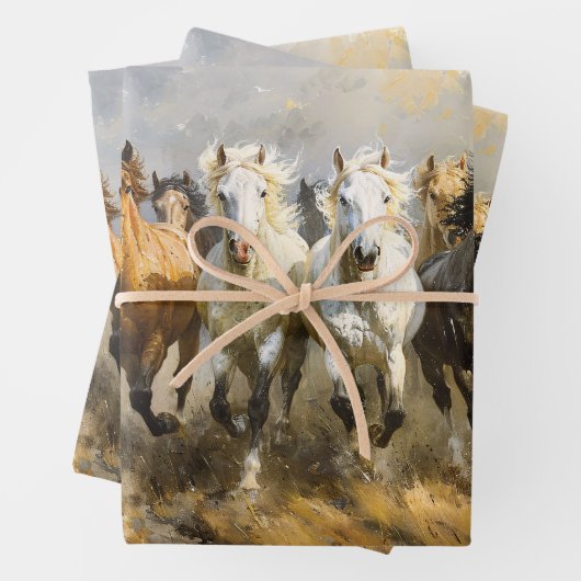 Paardenkudde Galloping Schilderij Decoupage Inpakpapier Vel (In situ)