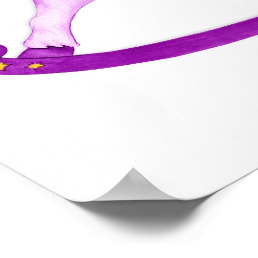 Paardenkunstwerk in waterverf paarse kinderkamerpo poster (Hoek)