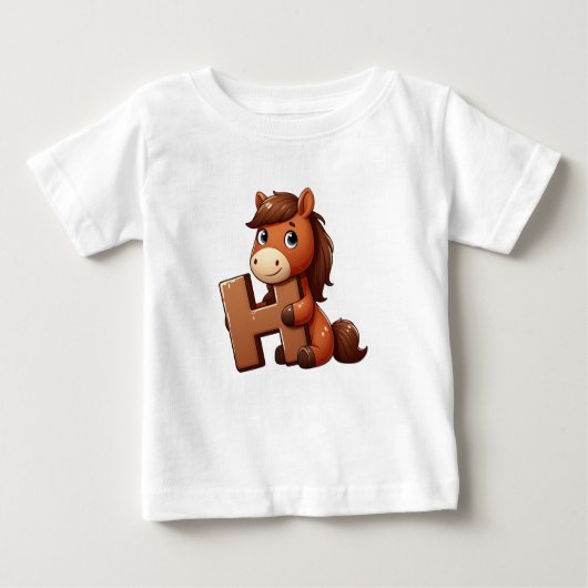 Paardenletter H Baby T-shirt (Voorkant)