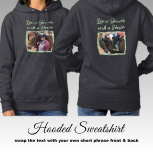 Paardenliefhebber 2 foto ruiter groen grijs hoodie