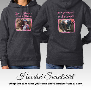 Paardenliefhebber 2 foto ruiter roze grijs hoodie