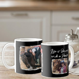 Paardenliefhebber 2 foto wit zwart koffiemok
