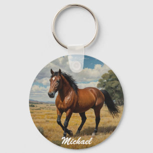 Paardenliefhebber Aangepaste foto en naam geperson Sleutelhanger