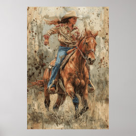 Paardenliefhebber Cowgirl Art Poster