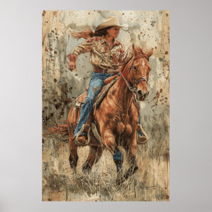 Paardenliefhebber Cowgirl Art Poster
