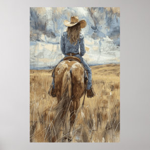 Paardenliefhebber Cowgirl Art Poster