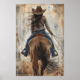 Paardenliefhebber Cowgirl Art Poster