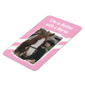 Paardenliefhebber foto wit roze magneet (Linkerzijde)
