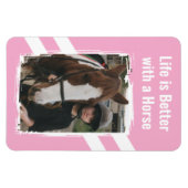 Paardenliefhebber foto wit roze magneet (Horizontaal)