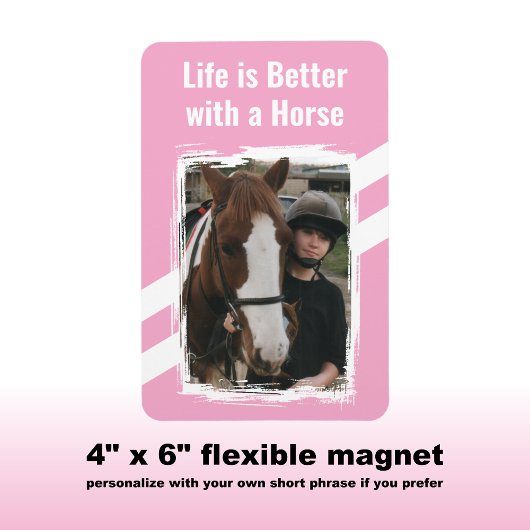 Paardenliefhebber foto wit roze magneet