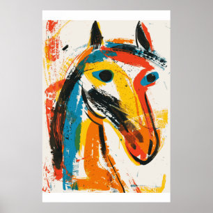 Paardenliefhebber Picasso Stijl Waterverf Art Post Poster