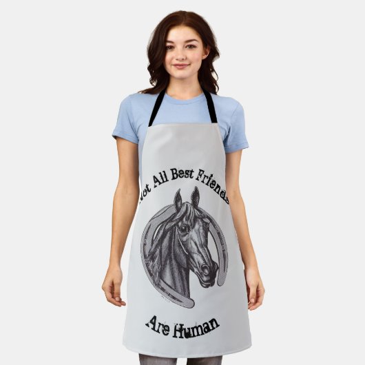 Paardenliefhebber Schets Beste Dierenvriendschap Schort (Gedragen)