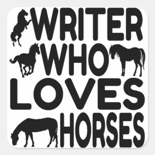 Paardenliefhebber Schrijver Vierkante Sticker