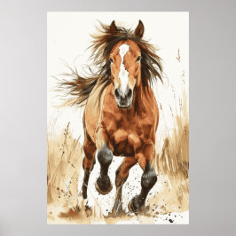 Paardenliefhebber Waterverf Art Poster