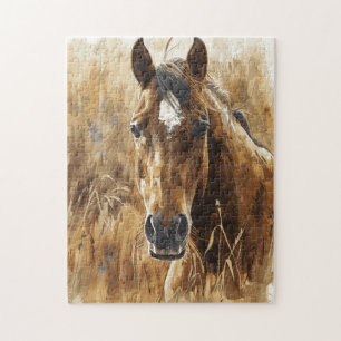Paardenliefhebber Waterverf Kunst voor Verjaardag Legpuzzel