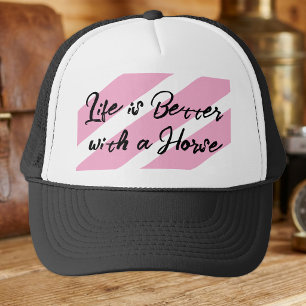 Paardenliefhebber wit roze trucker pet