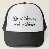 Paardenliefhebber wit zwart trucker pet (Voorkant)